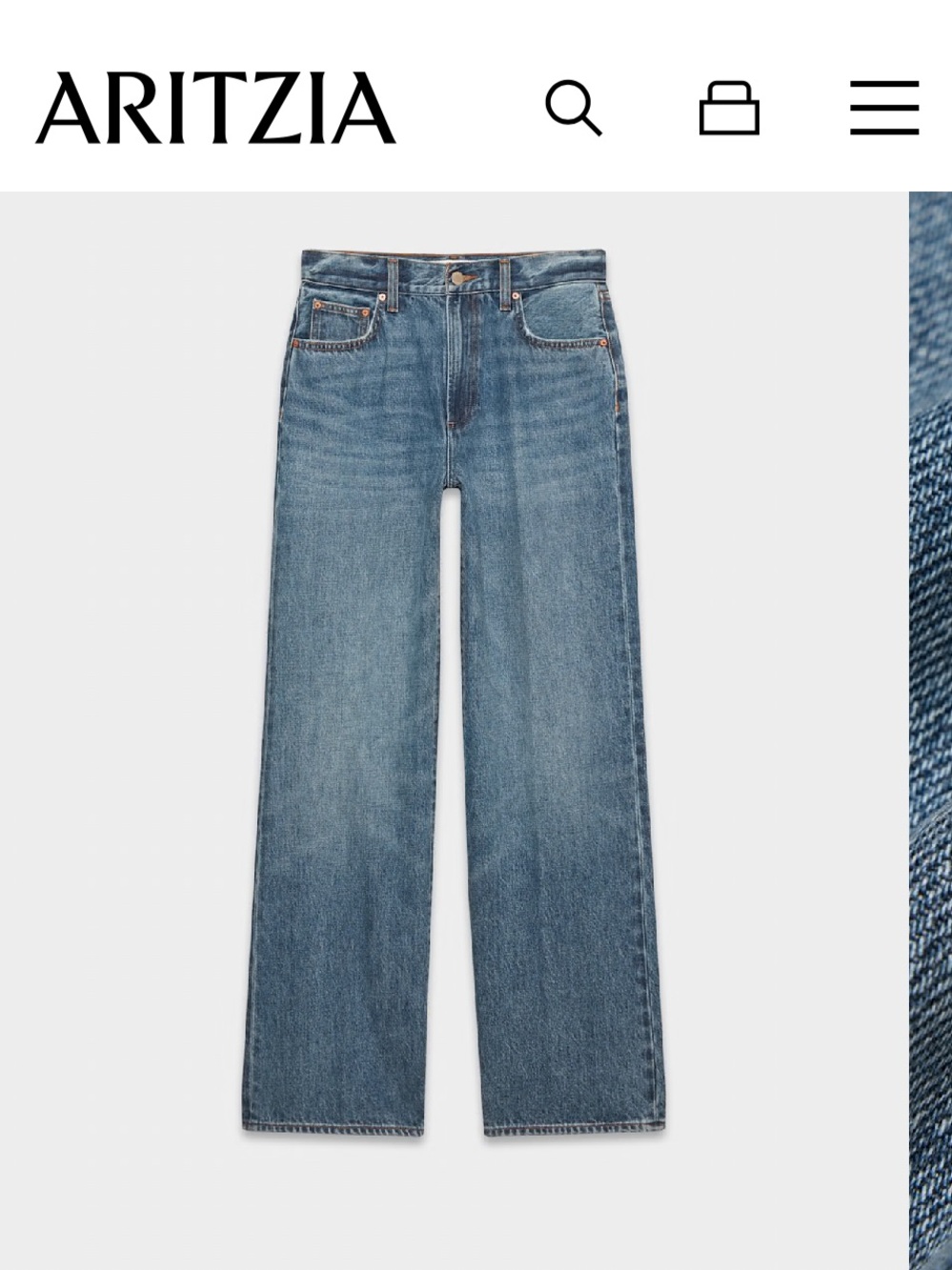 Aritzia High-Rise Wide-Leg Jeans in 5 years kiss n tell blue 28 short